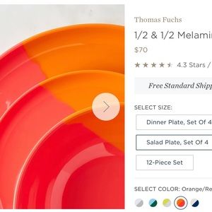 BNIB Melamine Salad Plates | Color Block pink/orange (set of 4), Food52